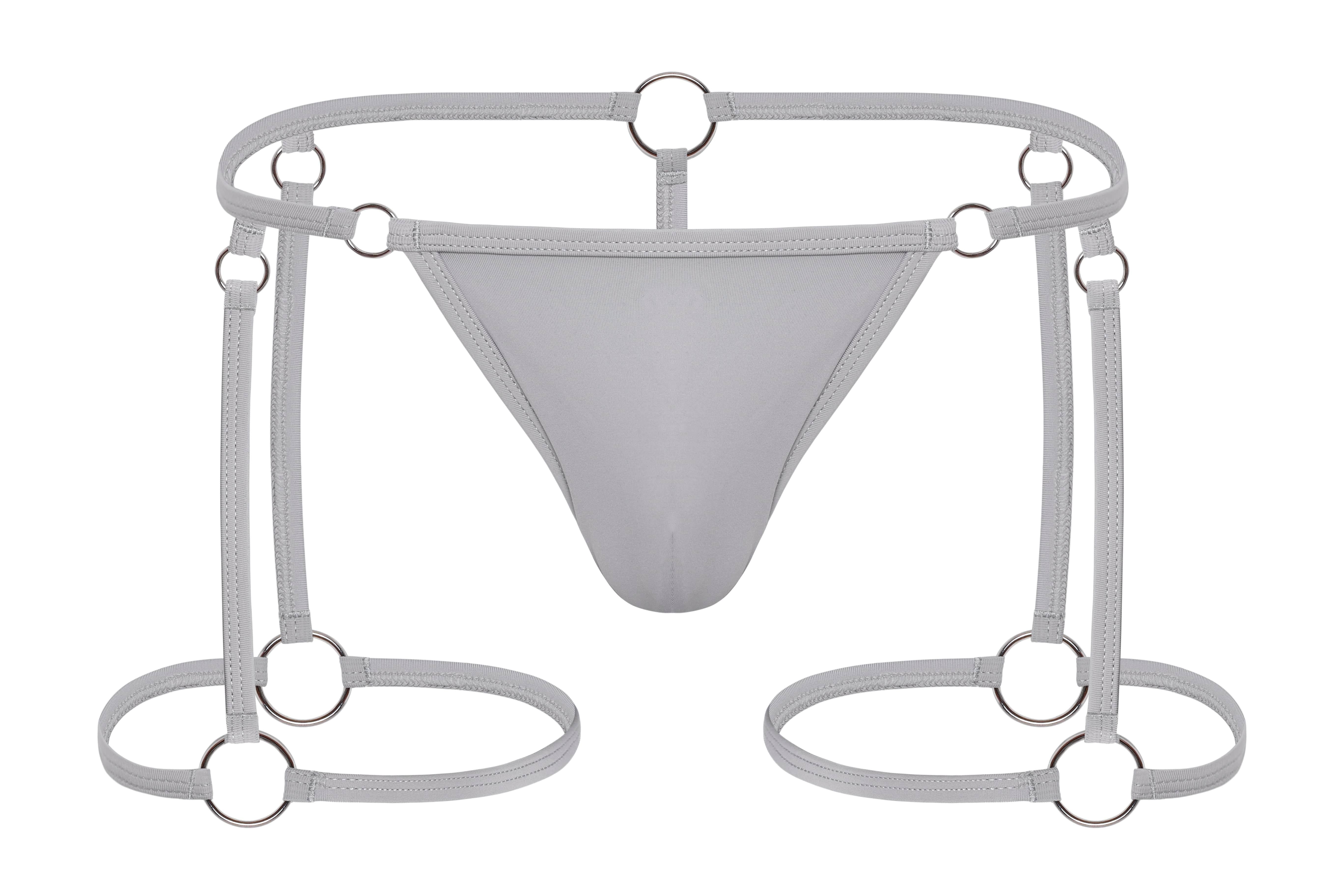 Hardware Garter Thong | Steel Grey