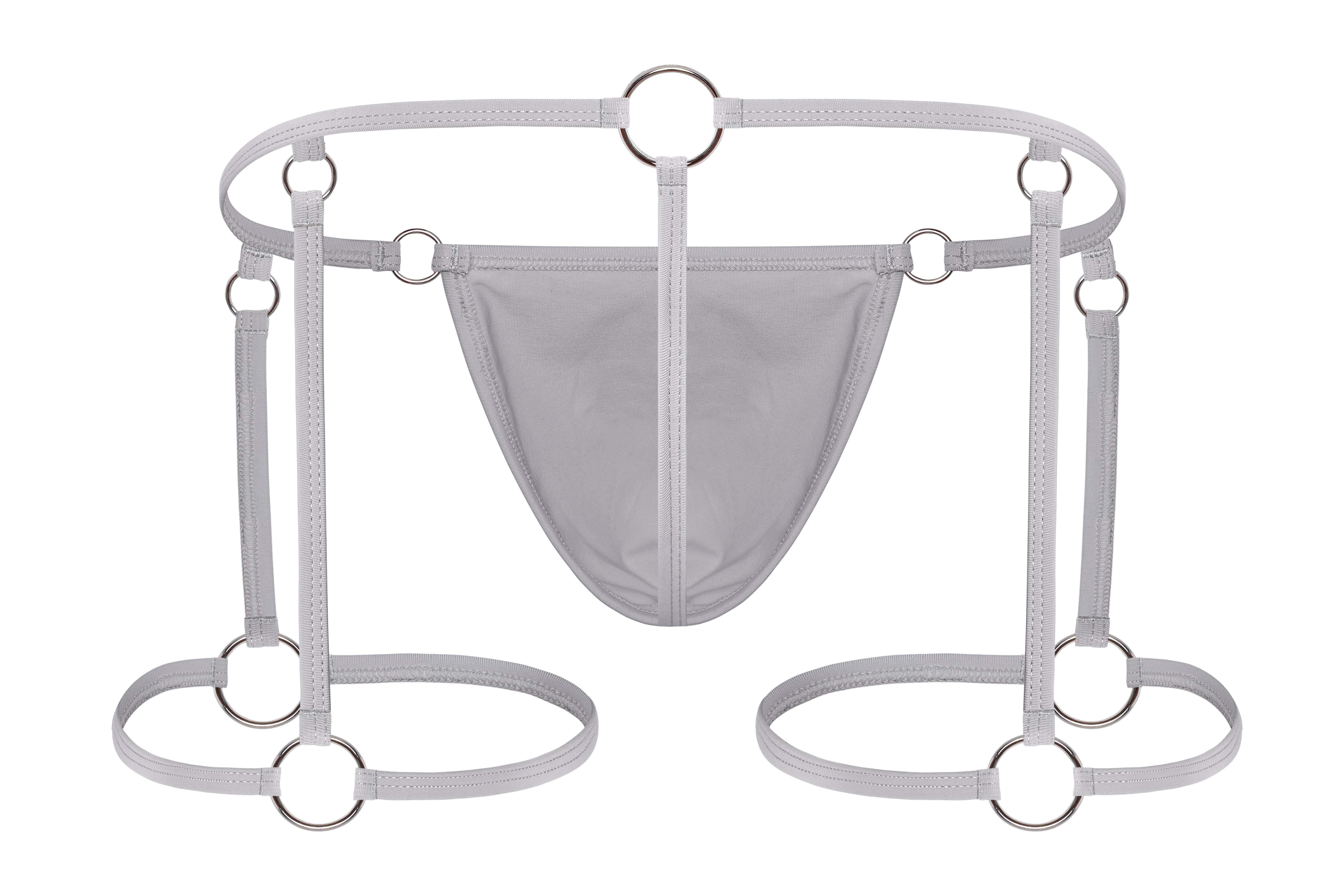 Hardware Garter Thong | Steel Grey