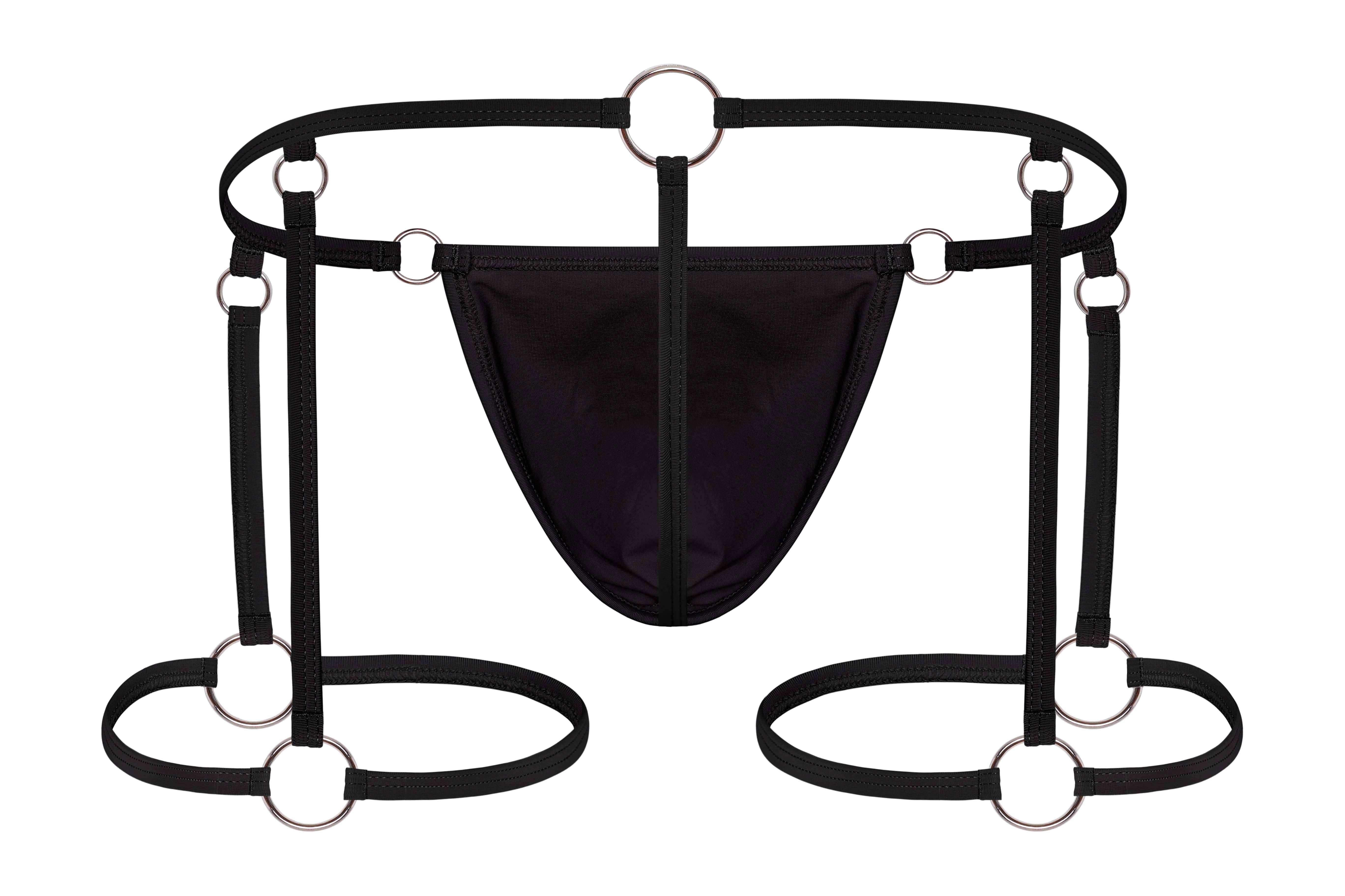 Hardware Garter Thong | Jet Black