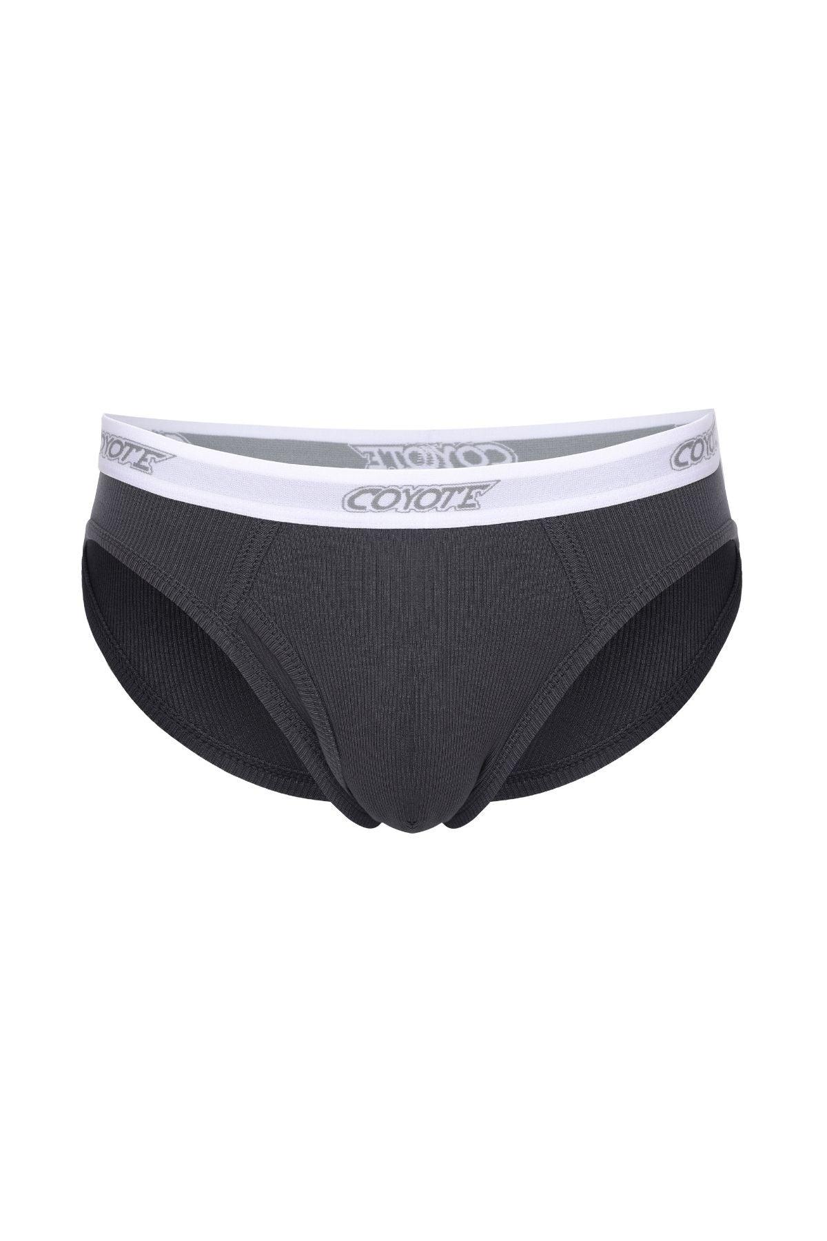 Cotton Rib Fly Front Brief | Charcoal Briefs | Coyote Jocks