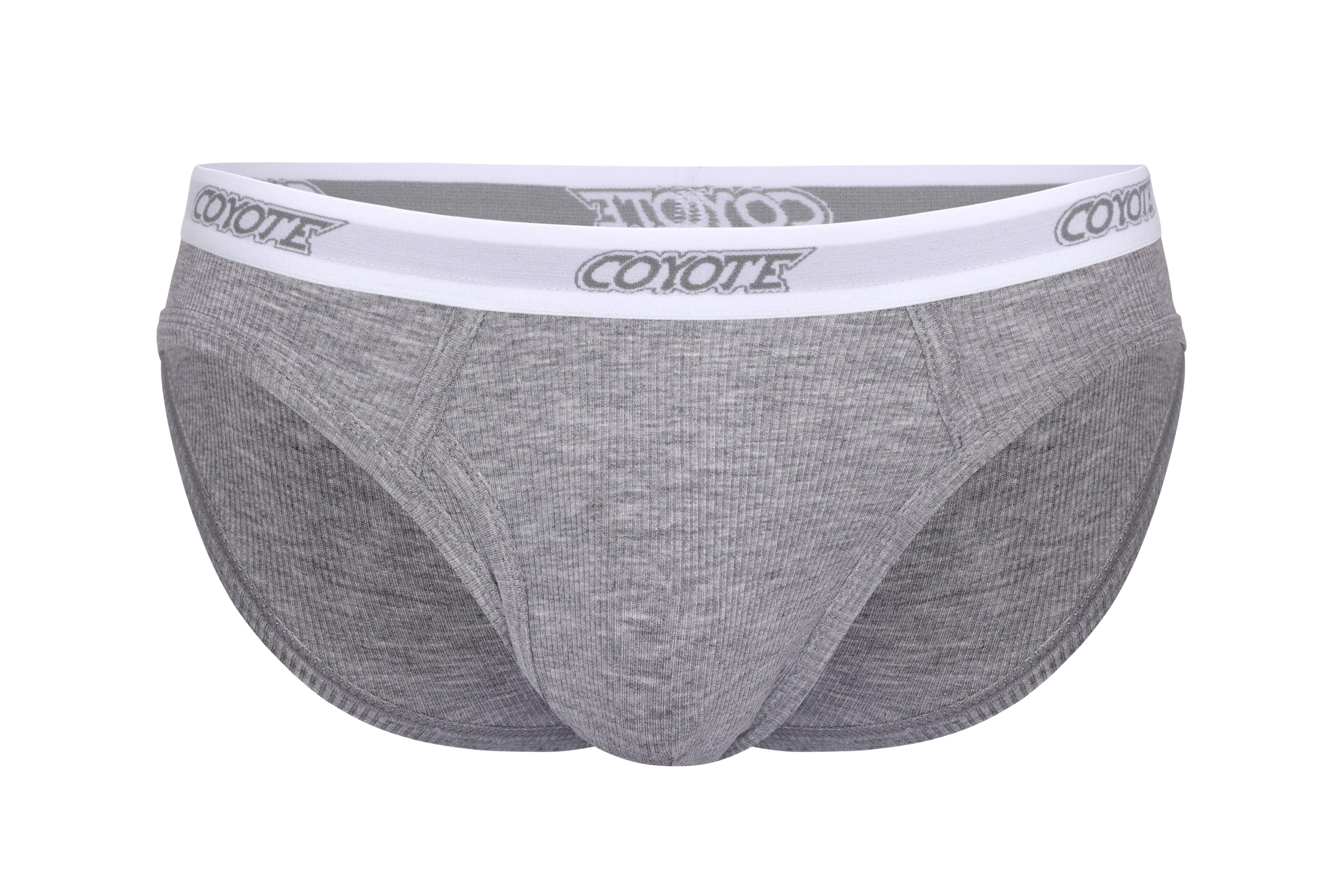 Cotton Rib Fly Front Brief | Heather Grey - Coyote Jocks