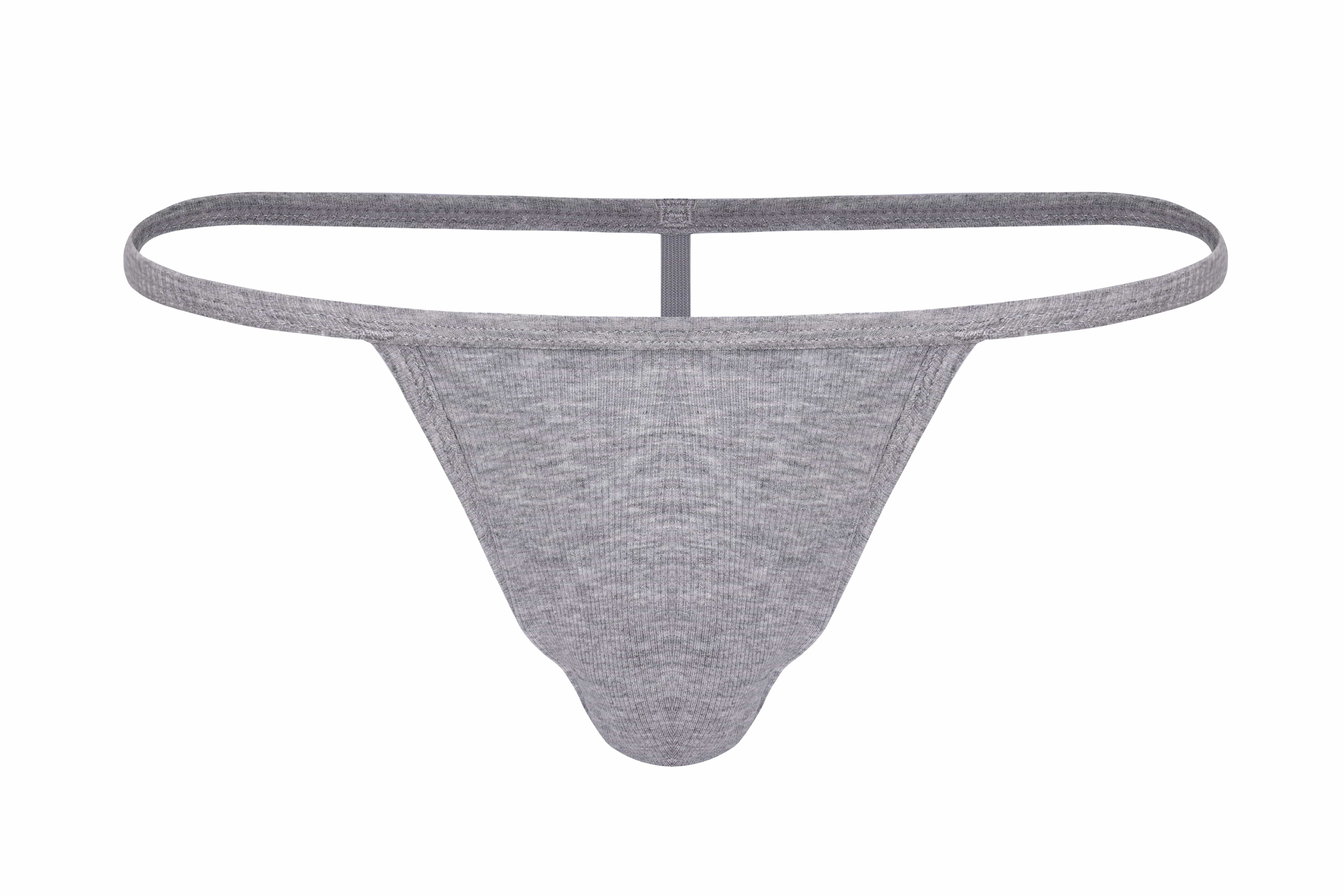 Cotton Rib T-String Thong | Heather Grey - Coyote Jocks