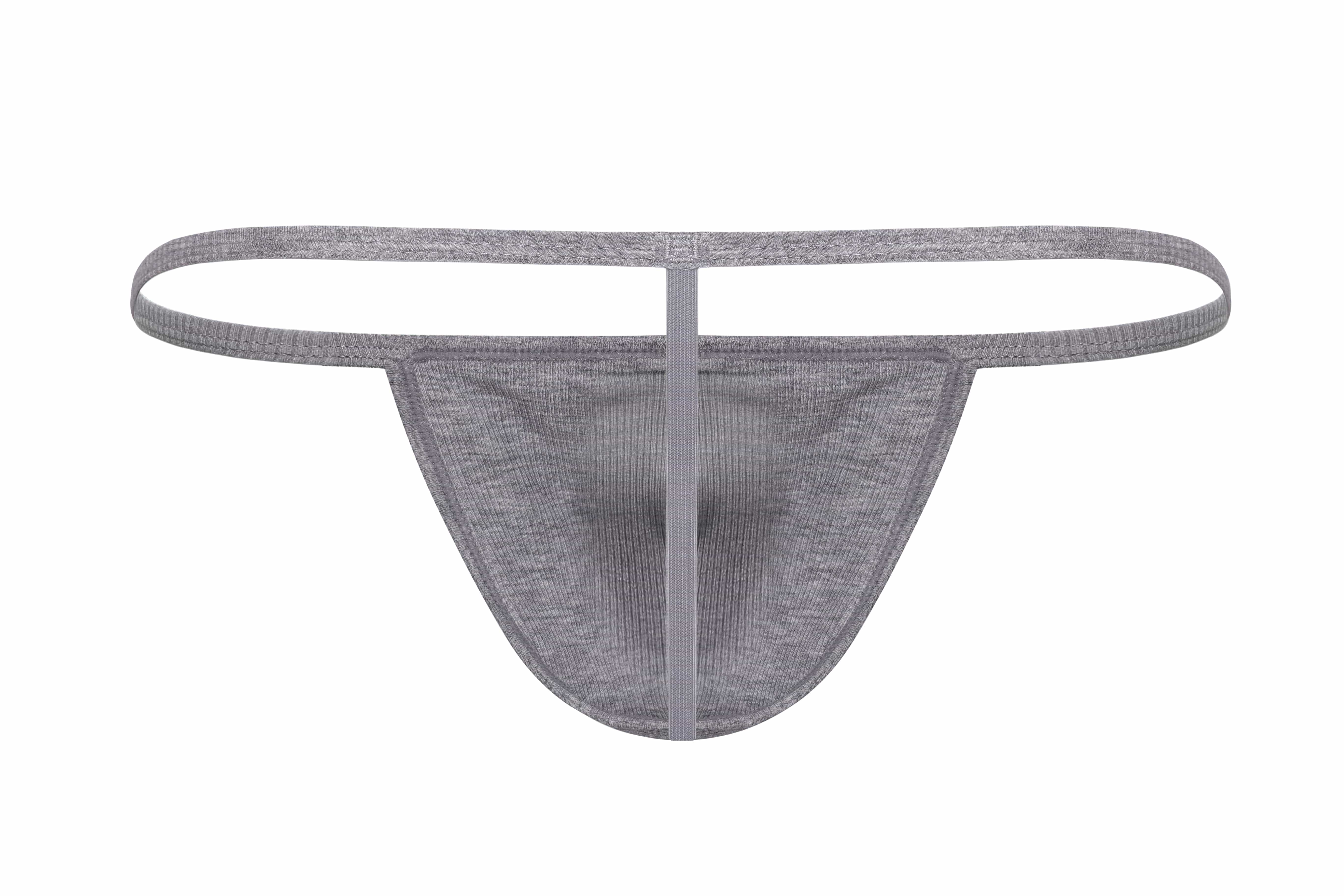 Cotton Rib T-String Thong | Heather Grey - Coyote Jocks