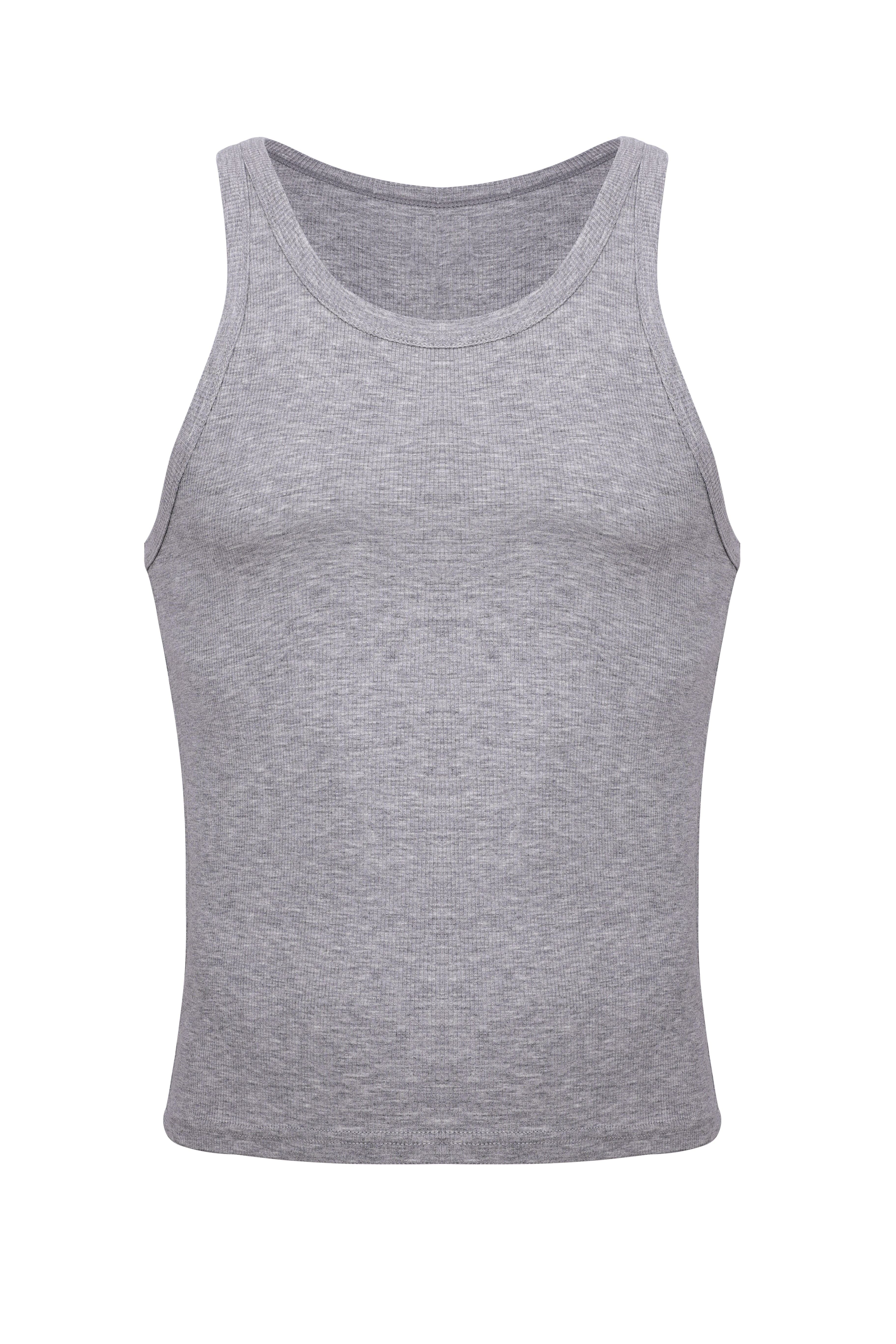 Cotton Rib Crop Tank | Heather Grey - Coyote Jocks
