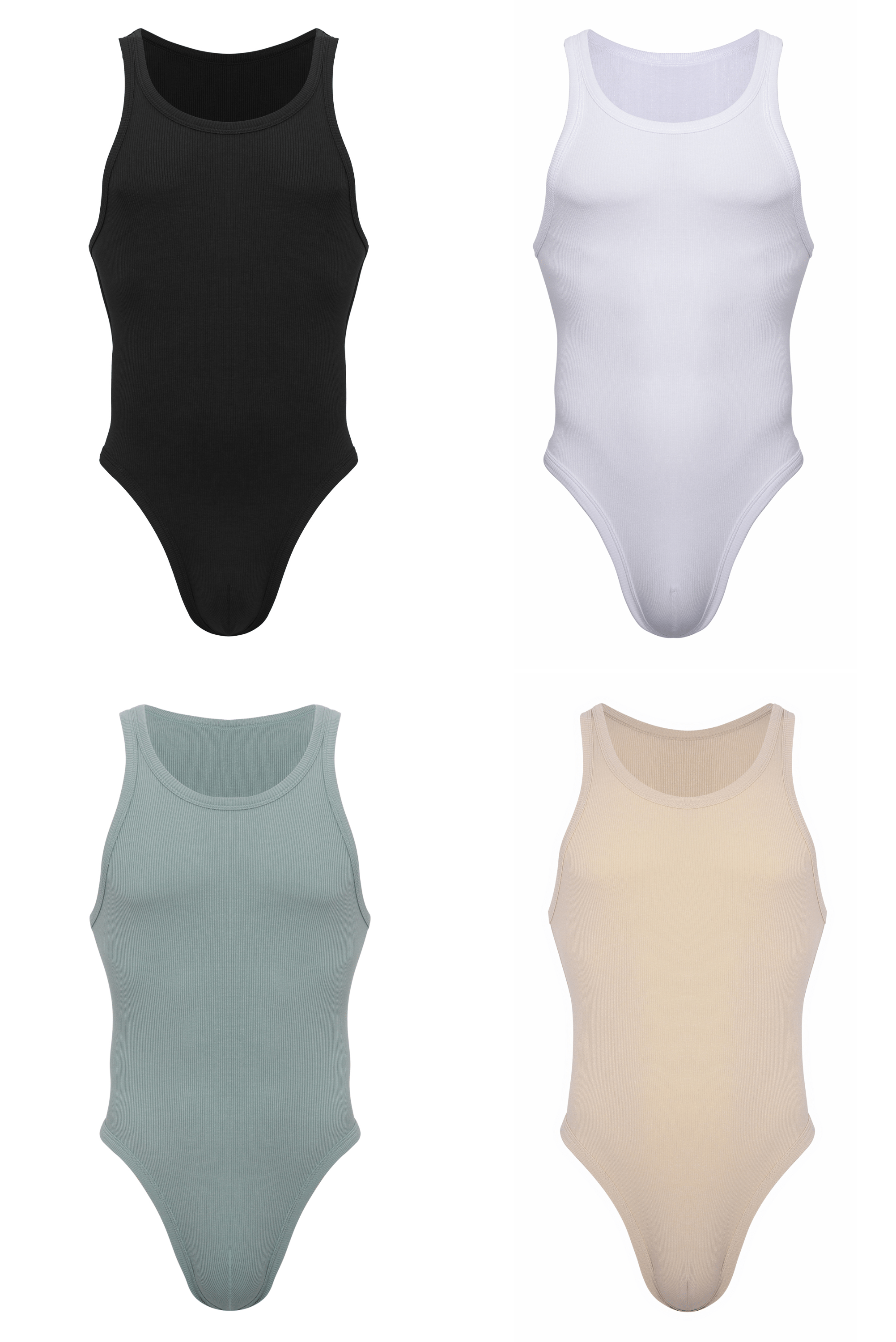 Cotton Rib Bodysuit 4-Pack - Coyote Jocks