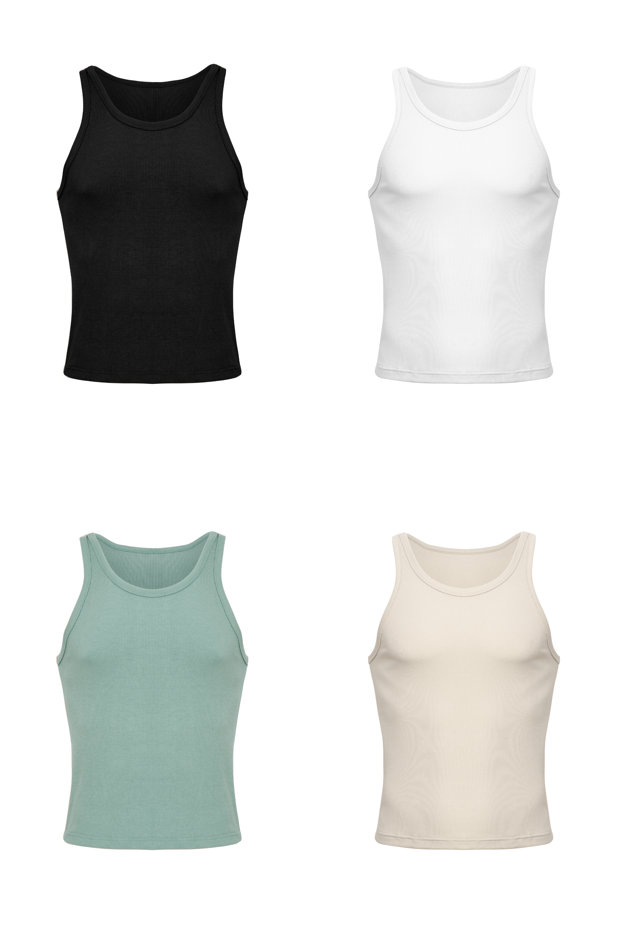 Cotton Rib Crop Tank 4-Pack - Coyote Jocks
