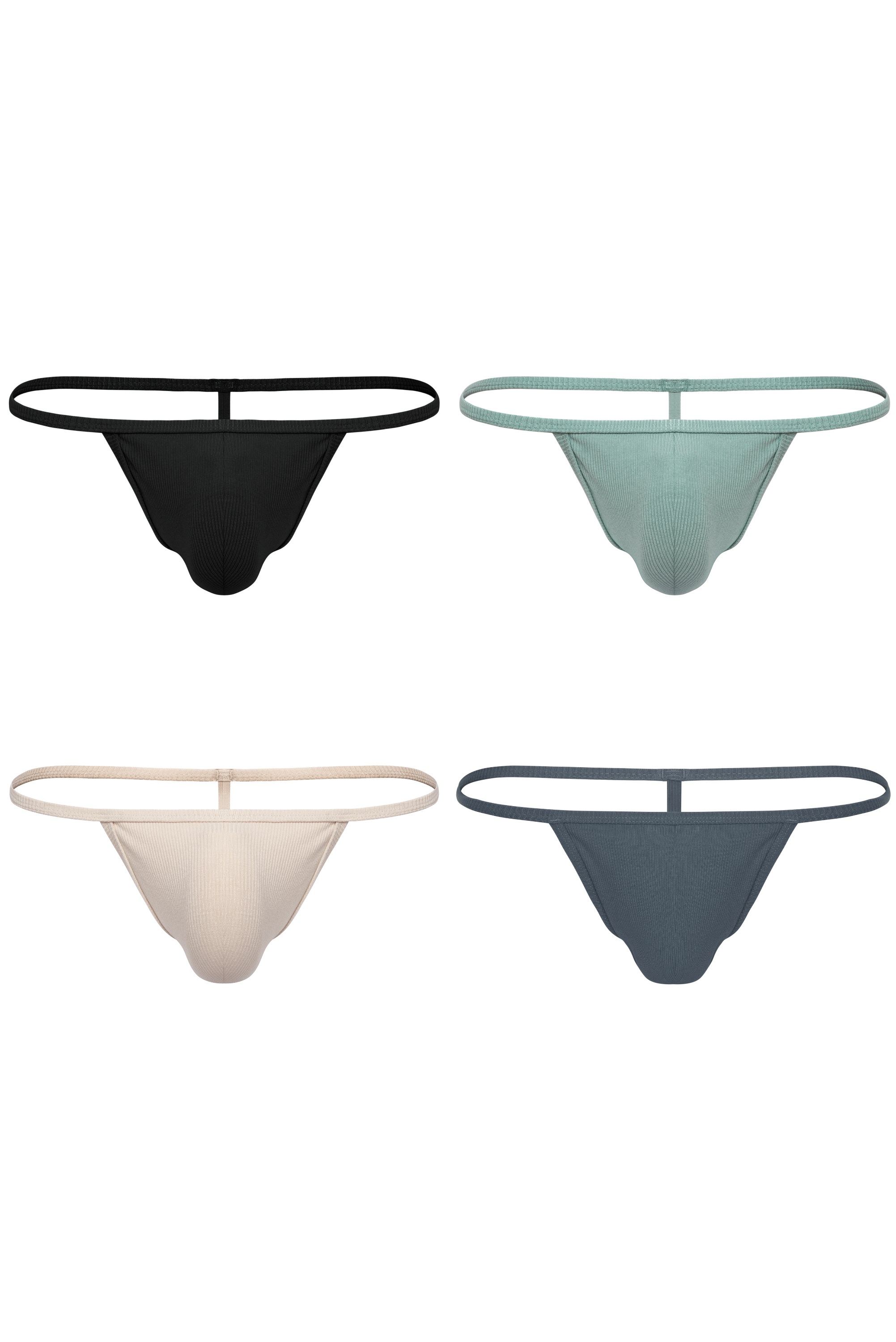 Cotton Rib T-String Thong 4-Pack - Coyote Jocks