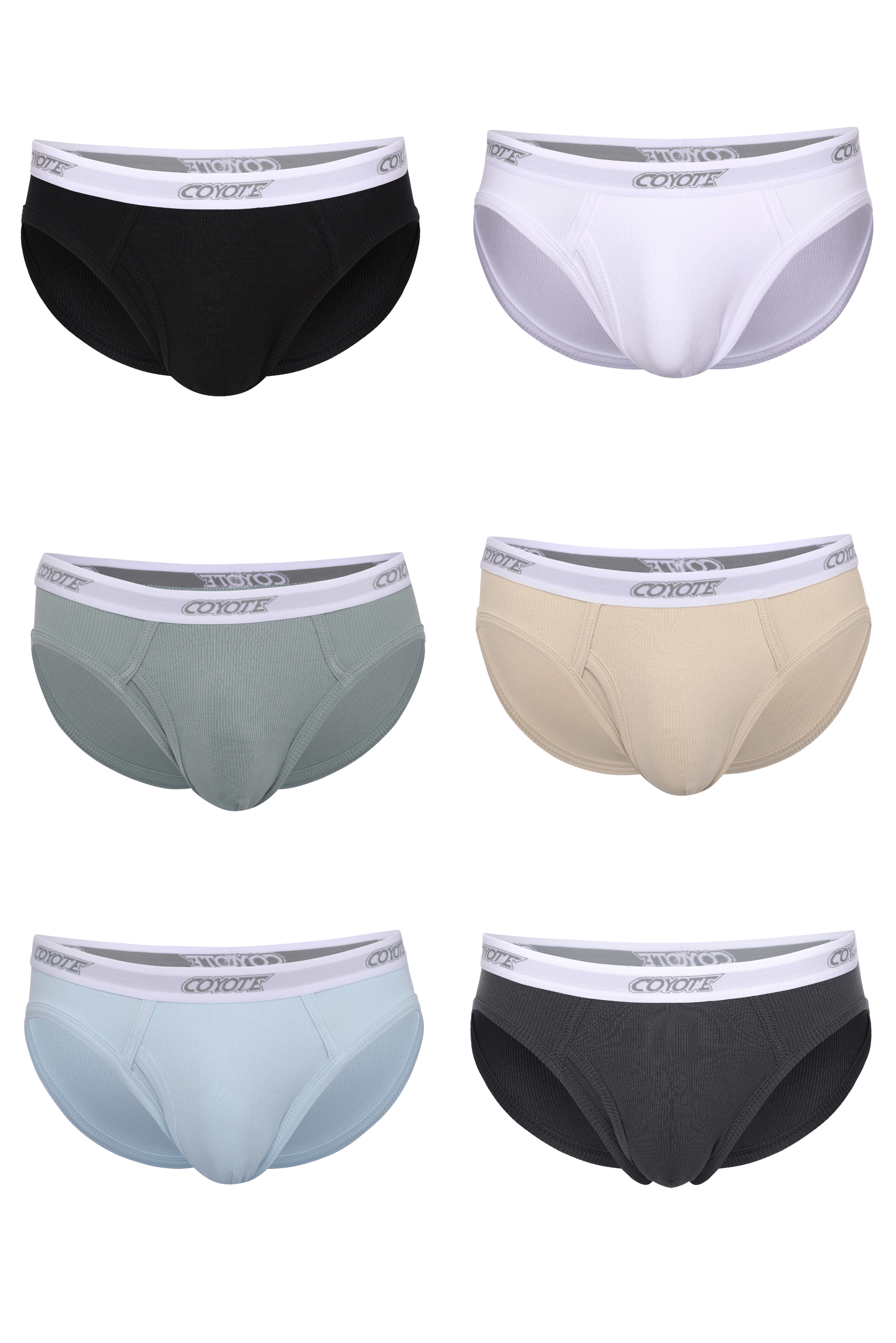 Cotton Rib Fly Front Brief 6-Pack - Coyote Jocks