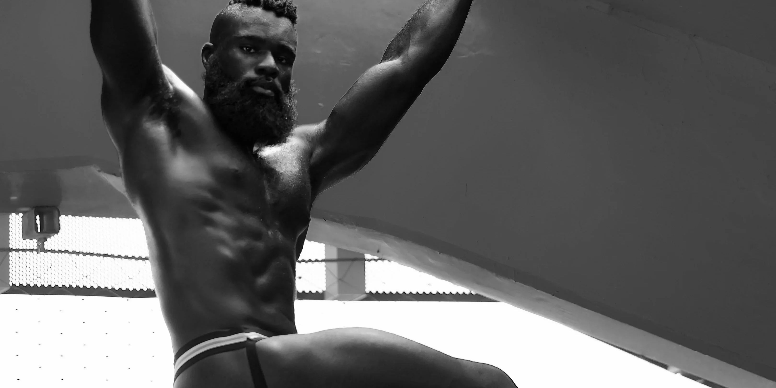 Alphie in our Jet Black Jockstrap