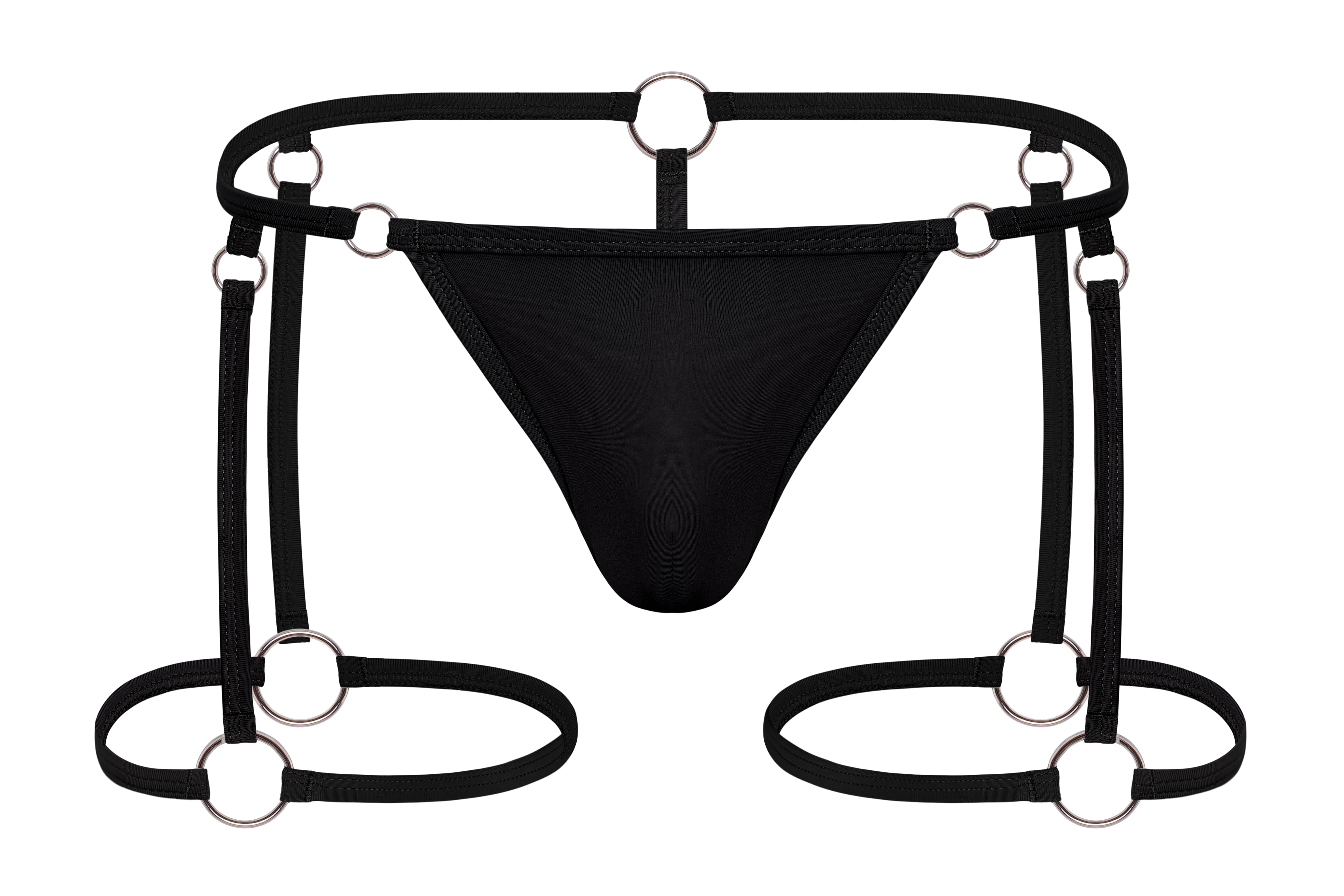 Hardware Garter Thong | Jet Black