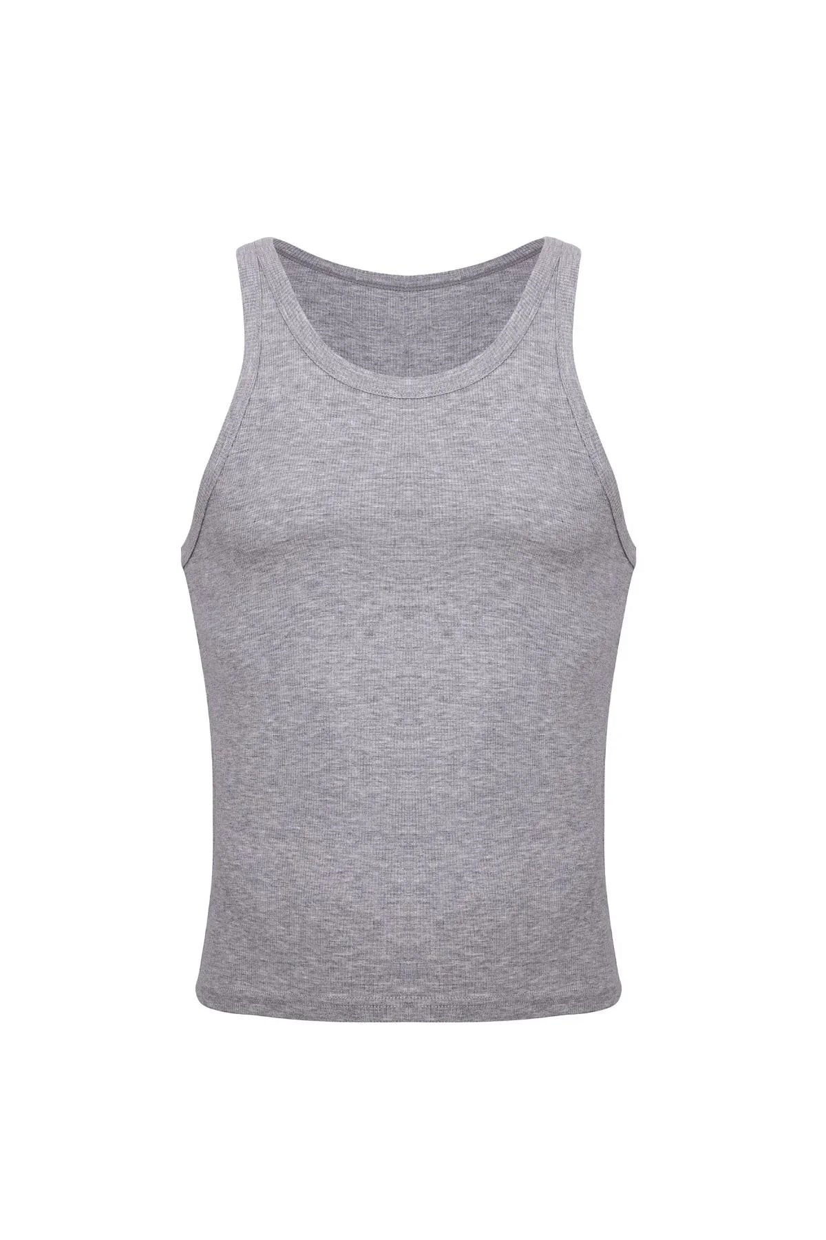 Cotton Rib Crop Tank | Heather Grey Tanks | Coyote Jocks