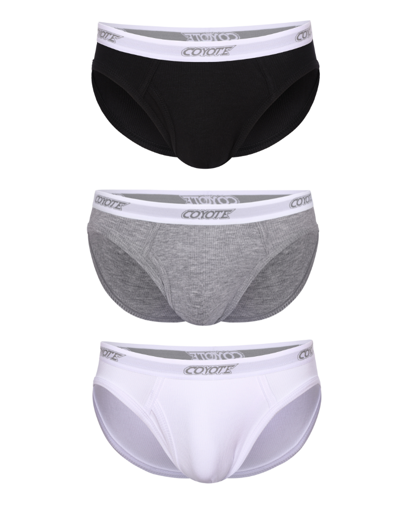 Cotton Rib Fly Front Brief 3-Pack | Neutral