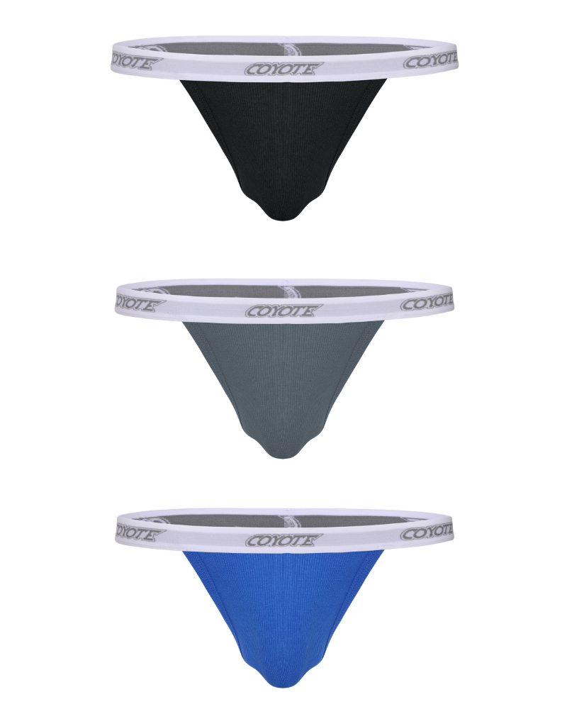 Cotton Rib Thong 3-Pack | Dark