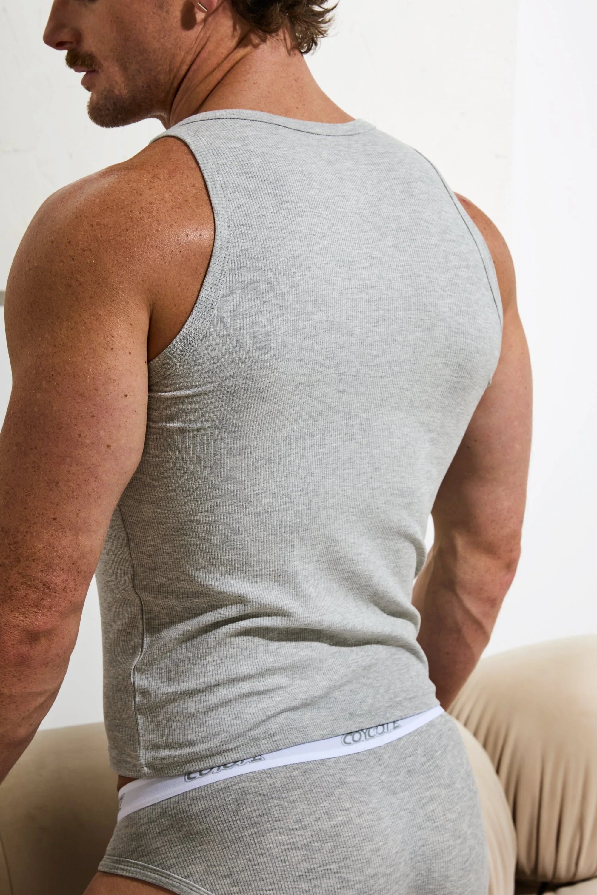 Cotton Rib Crop Tank | Heather Grey Tanks | Coyote Jocks