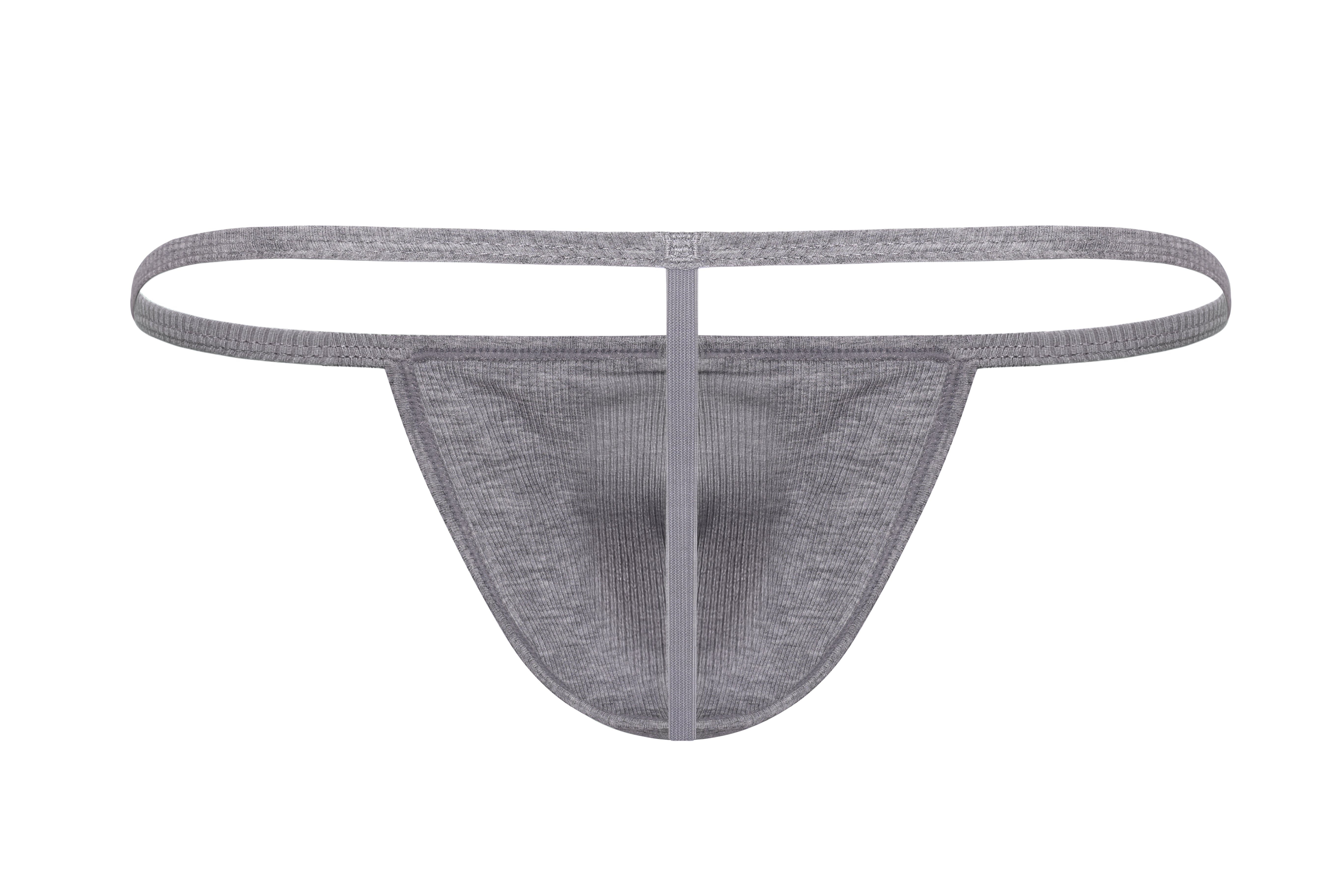 Cotton Rib T-String Thong | Heather Grey