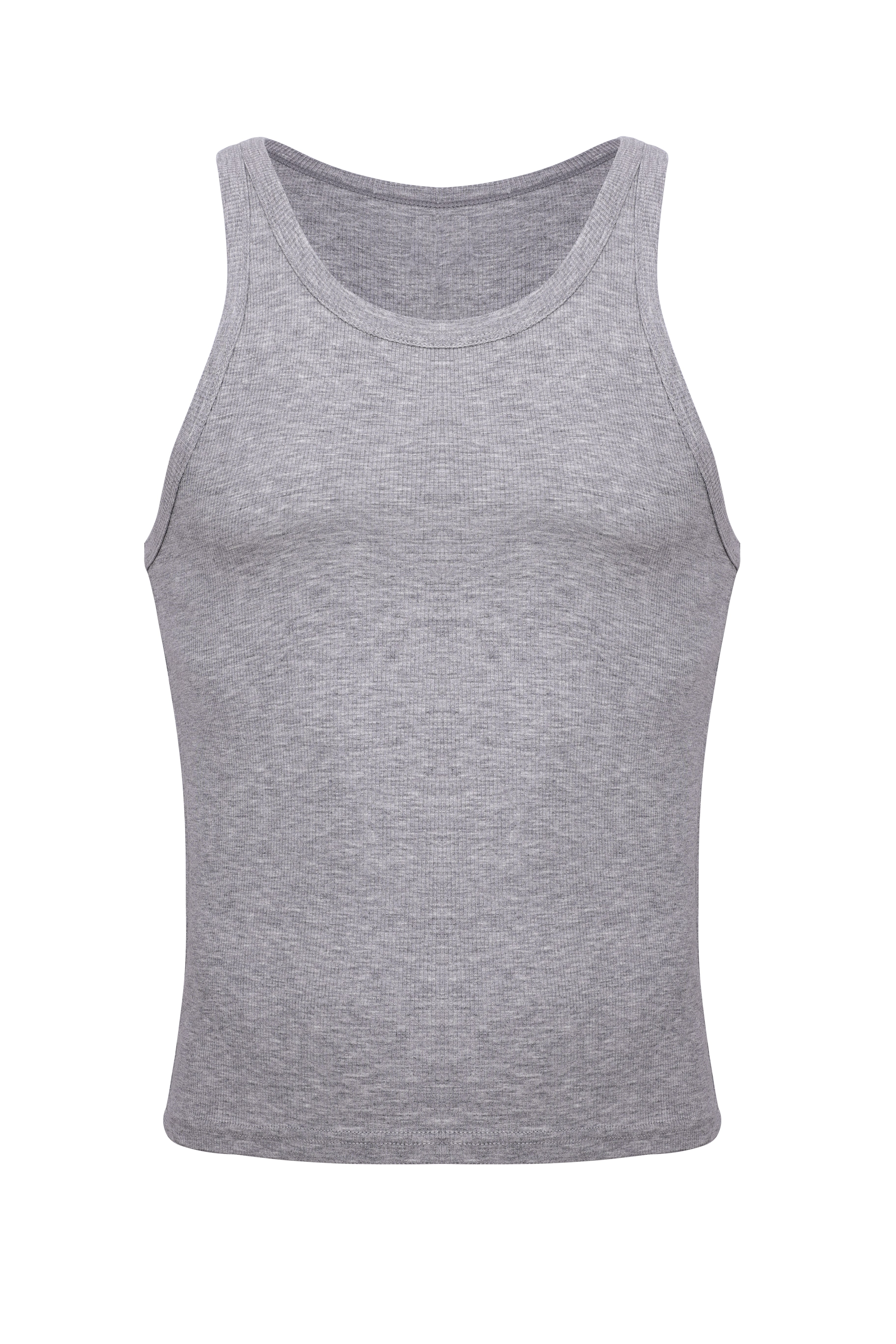 Cotton Rib Crop Tank | Heather Grey