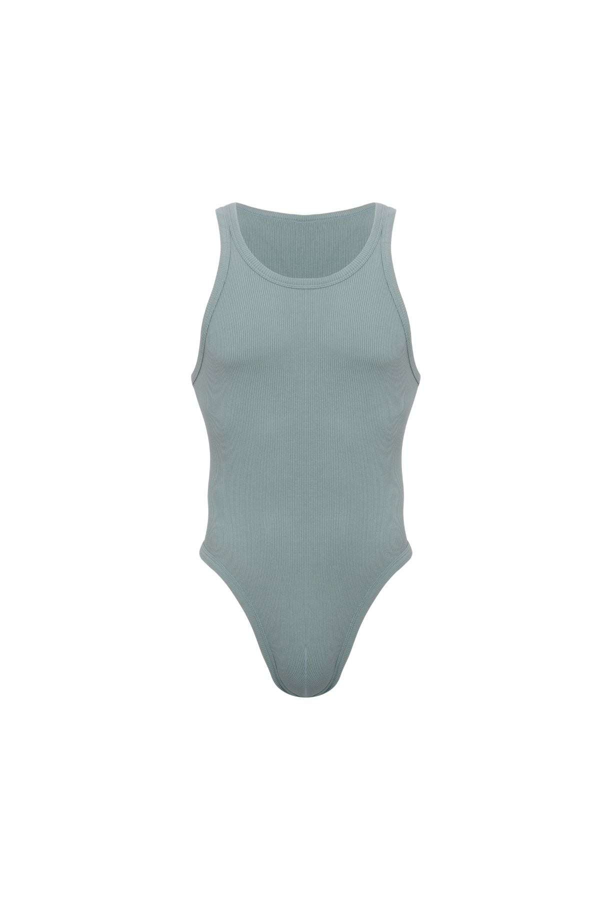 Cotton Rib Bodysuit | Grey Sage
