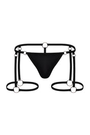 Hardware Garter Thong | Jet Black Thongs | Coyote Jocks