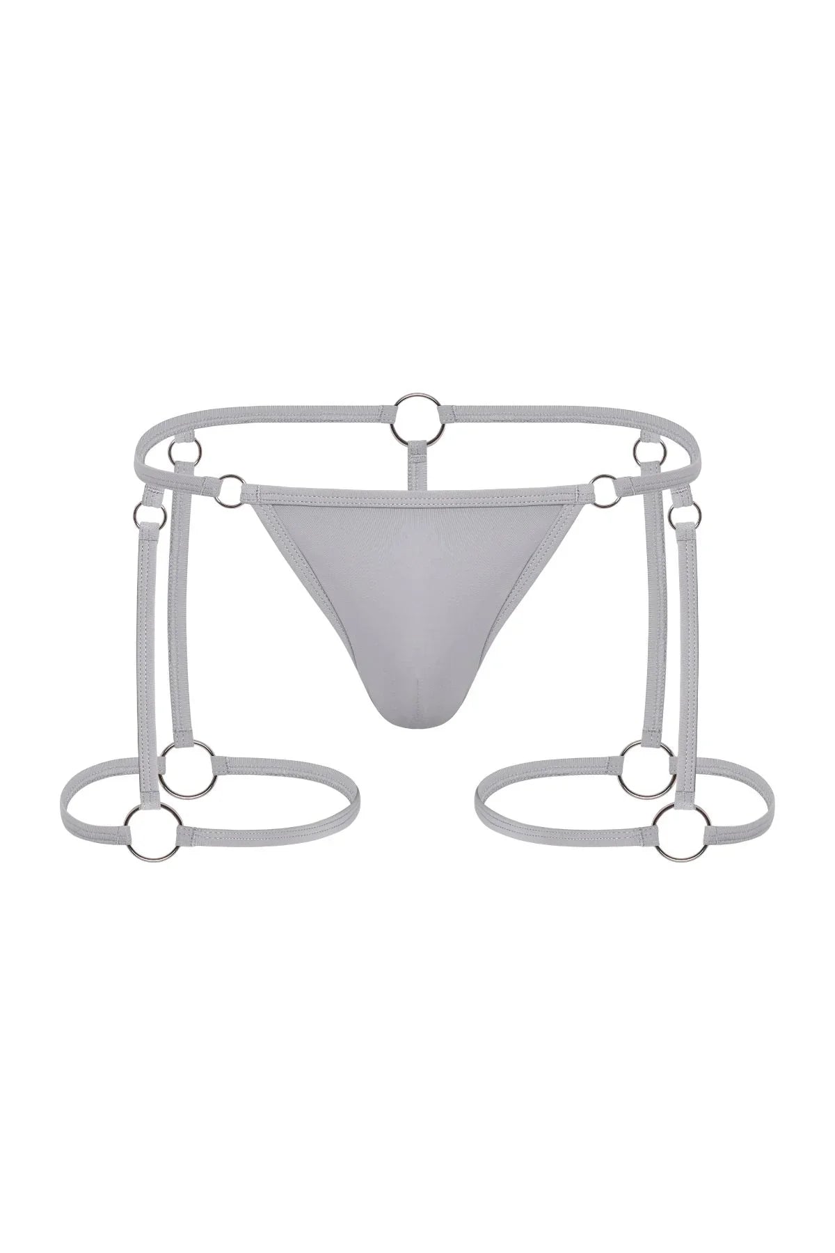 Hardware Garter Thong | Steel Grey Thongs | Coyote Jocks