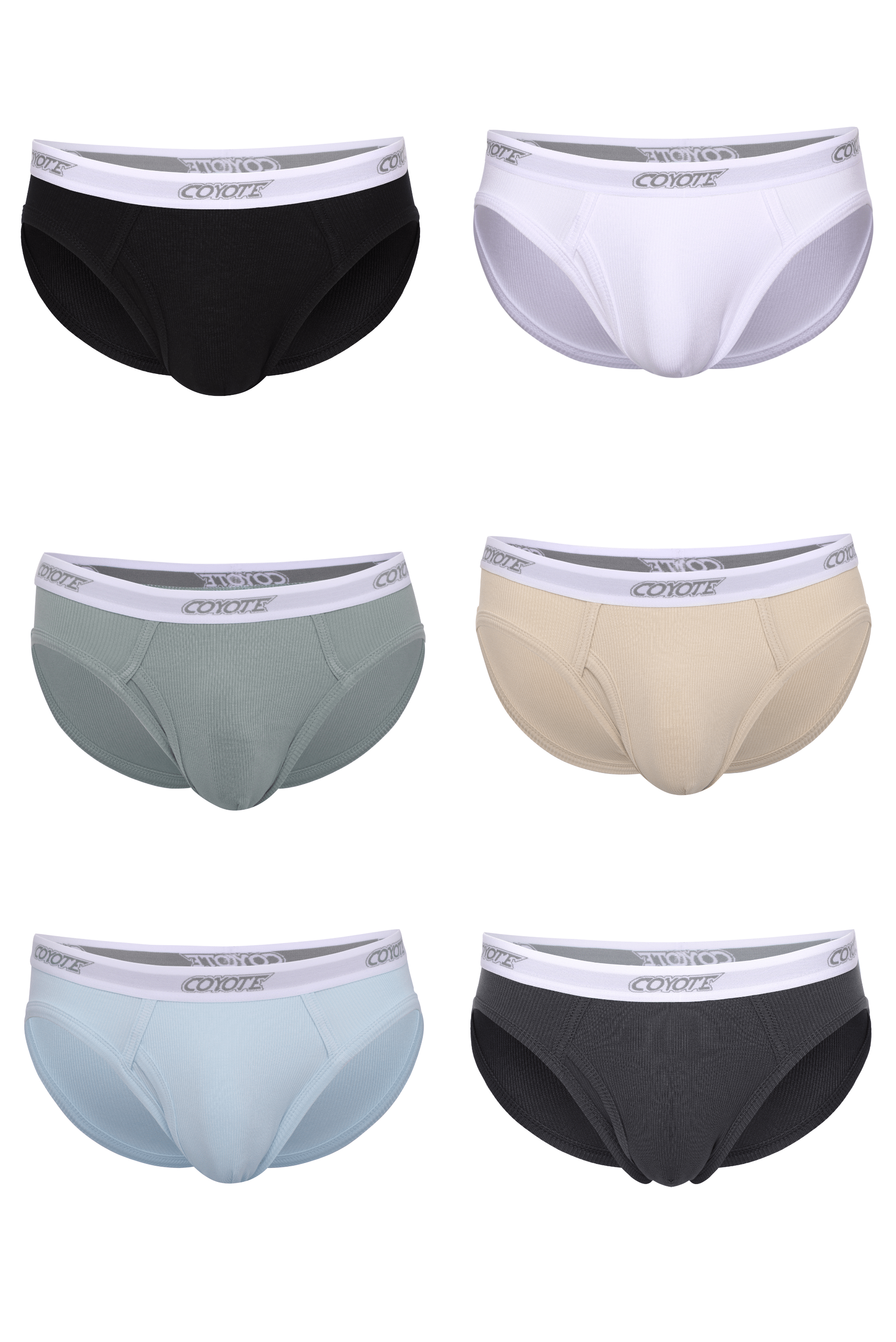 Cotton Rib Fly Front Brief 6-Pack - Coyote Jocks 