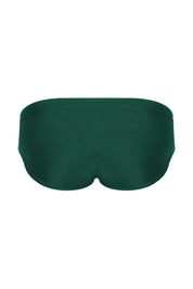 Forest green men's low-rise briefs with smooth fit and contoured design