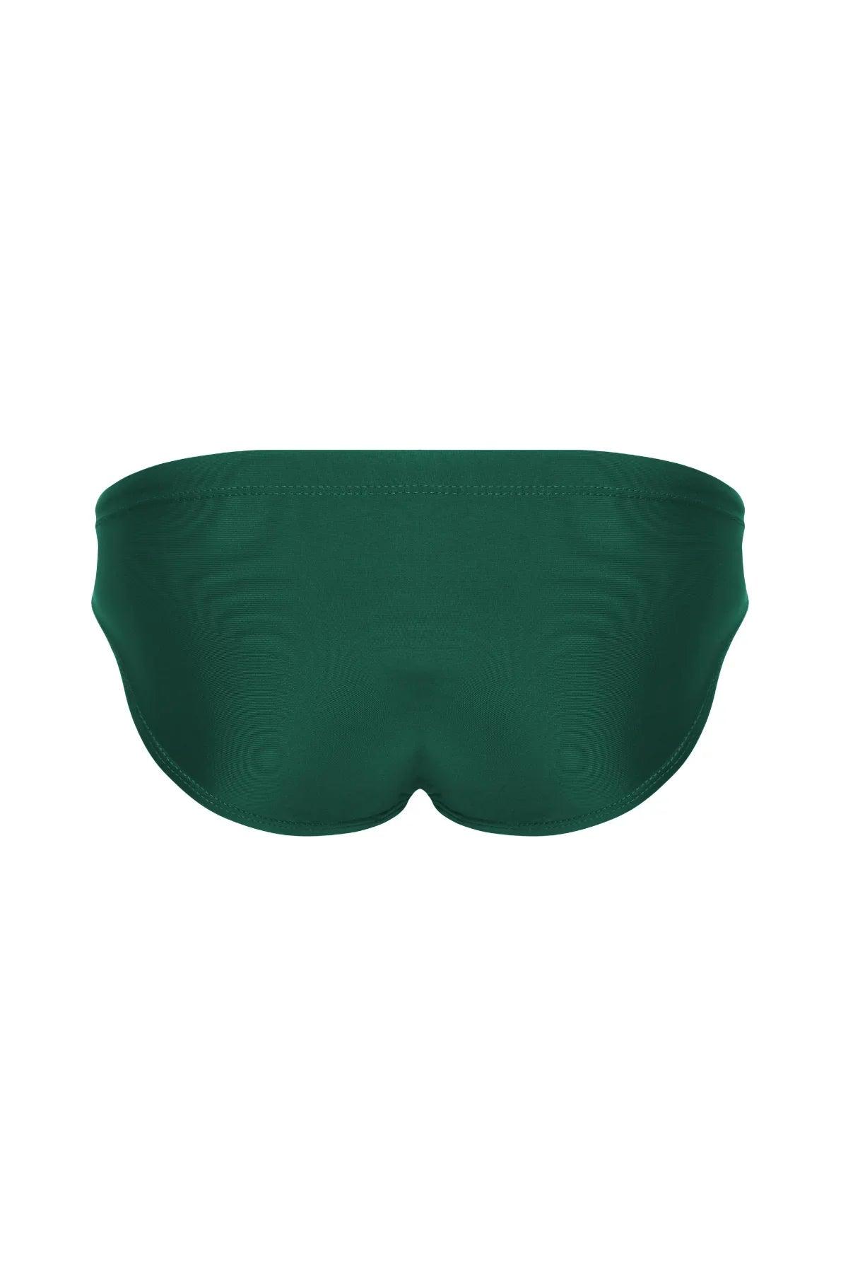 Forest green men's bikini underwear with sleek fit and smooth fabric